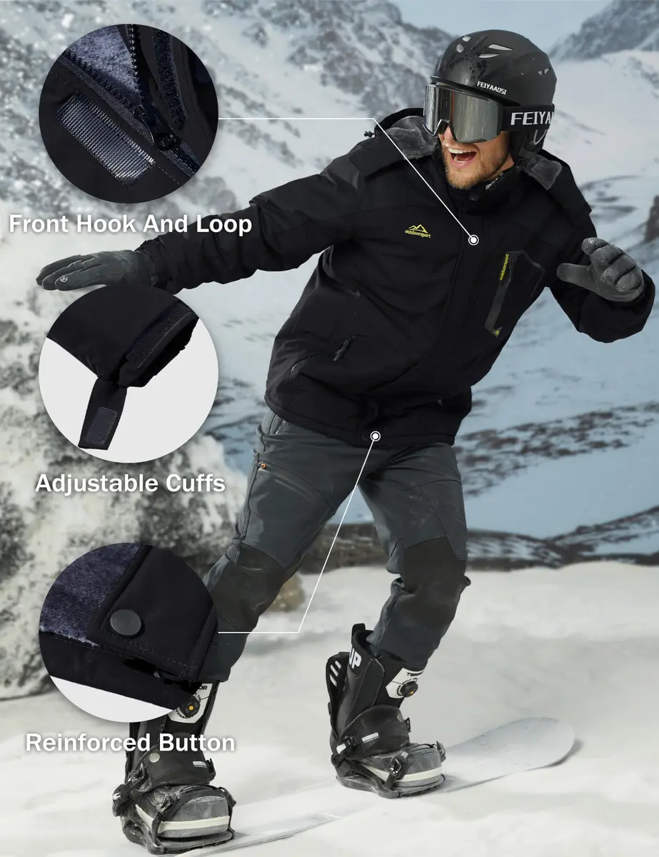 MAGCOMSEN Winter Jacket - Men's Fleece Coat for Ski, Snow & Rain Activities | Windproof & Water Resistant, Thermal Fleece Lining, Multiple Pockets - view 7