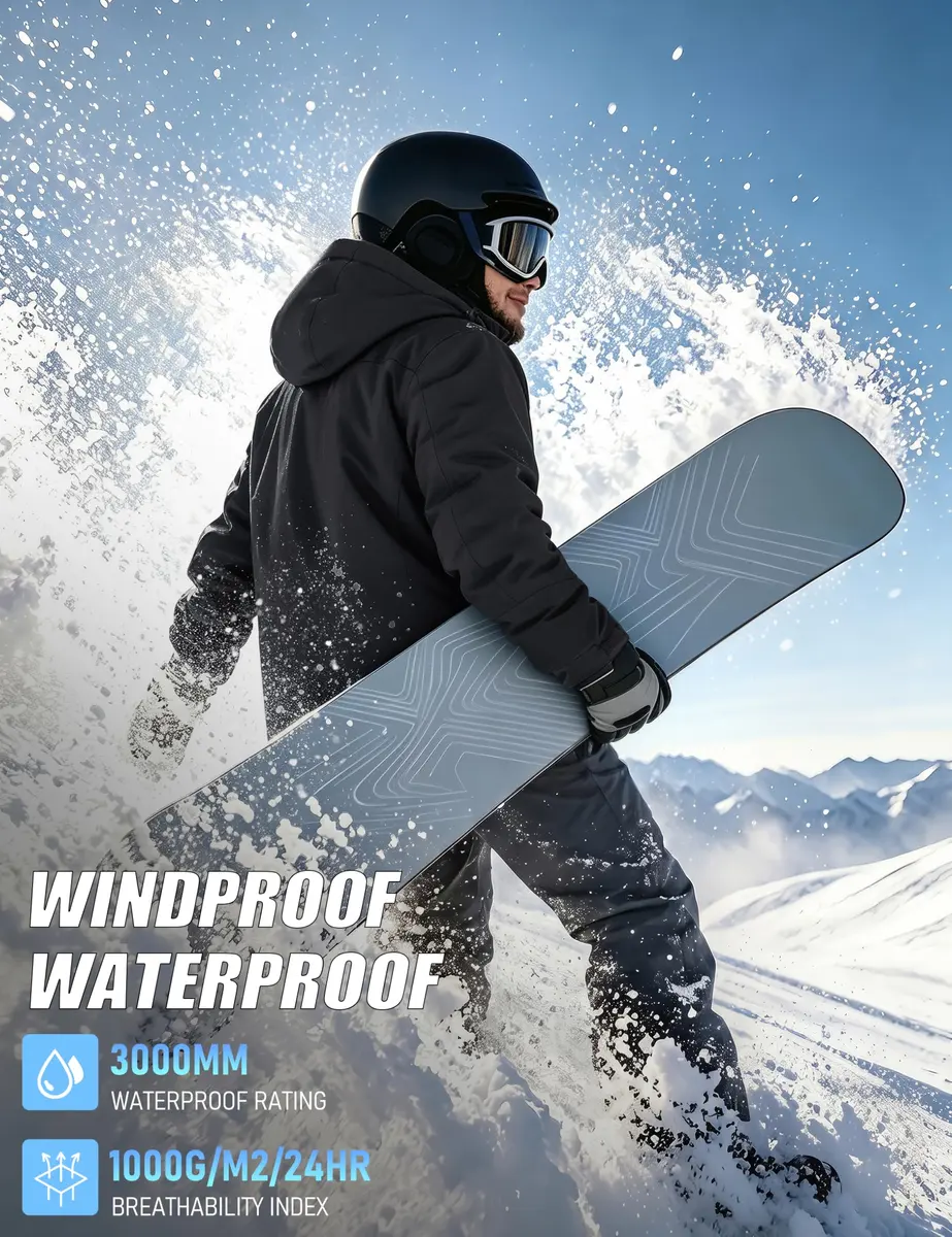MAGCOMSEN Winter Jacket - Men's Fleece Coat for Ski, Snow & Rain Activities | Windproof & Water Resistant, Thermal Fleece Lining, Multiple Pockets - view 4
