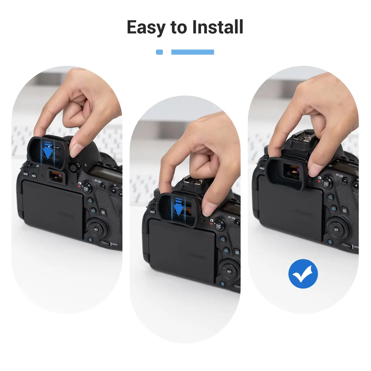KIWIFOTOS Long Soft EF Eyecup Viewfinder for Canon Rebel T7 T6 EOS 90D 80D | Blocks Stray Light for Clearer View - view 6