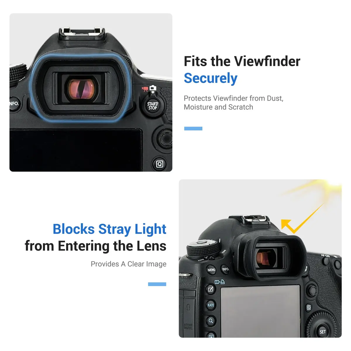 KIWIFOTOS Long Soft Viewfinder Eyecup for Canon 5D Mark IV III 7D II 1Dx II 1Ds III 1D IV III | Enhanced Comfort & Light Blocking - view 3