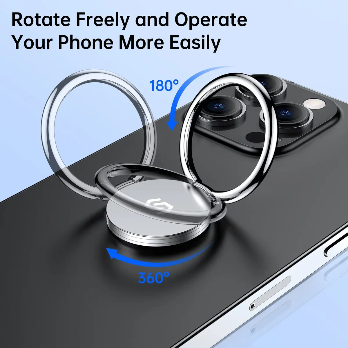 Syncwire Cell Phone Ring Holder Stand, 360° Rotation, Metal Grip, Magnetic Car Mount, Compatible with iPhone, Samsung, LG, Sony - Silver - view 5