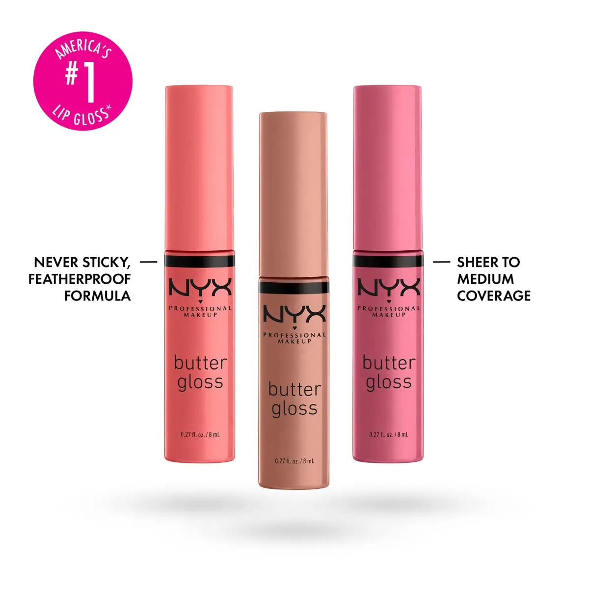 NYX PROFESSIONAL MAKEUP Butter Gloss Trio (Angel Food Cake, Creme Brulee, Madeleine) | Sheer to Medium Coverage - view 2