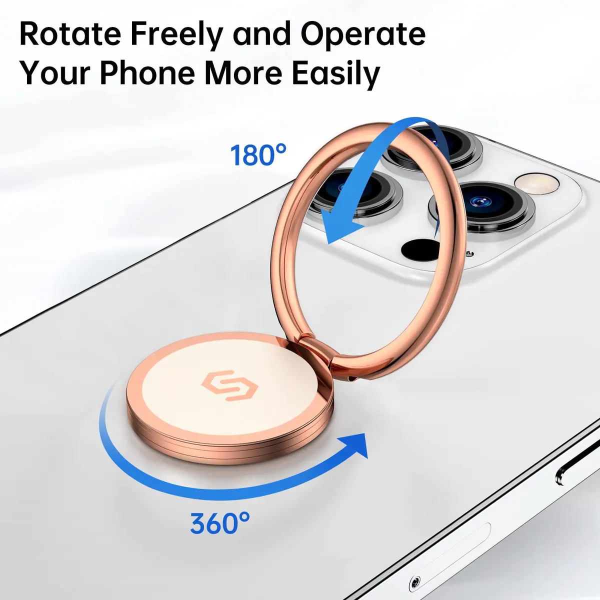 SYNCWIRE Rose Gold Cell Phone Ring Holder Stand with Magnetic Car Mount Compatibility | 360° Rotation, 180° Adjustable - view 5
