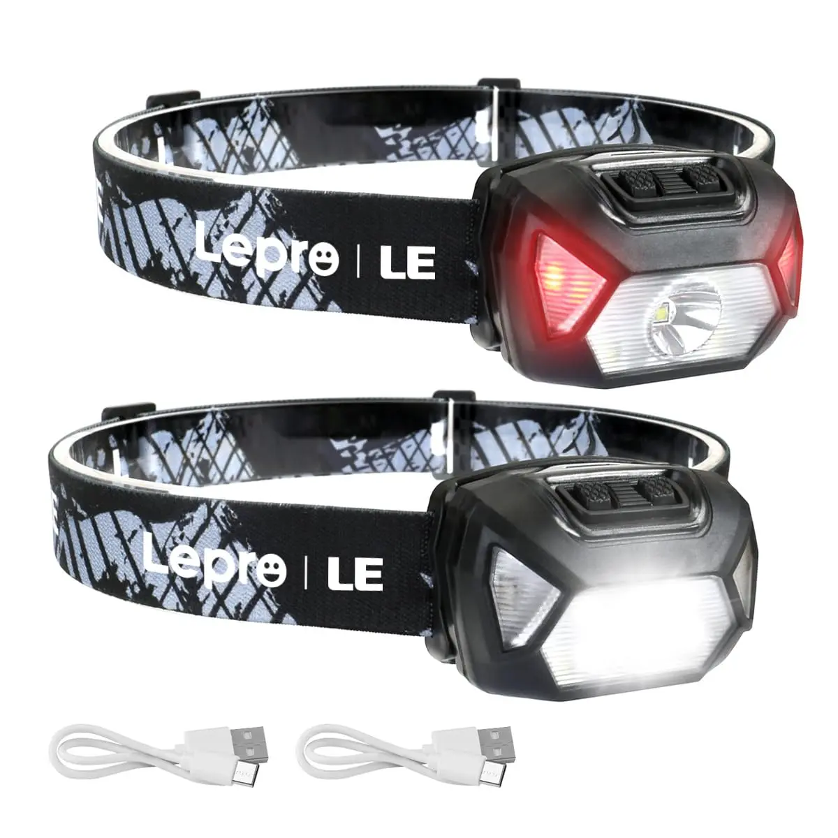 Lepro Rechargeable LED Headlamp 2 Pack | 2000 Lux Brightness, 150m Beam, USB-C Charging - main product image