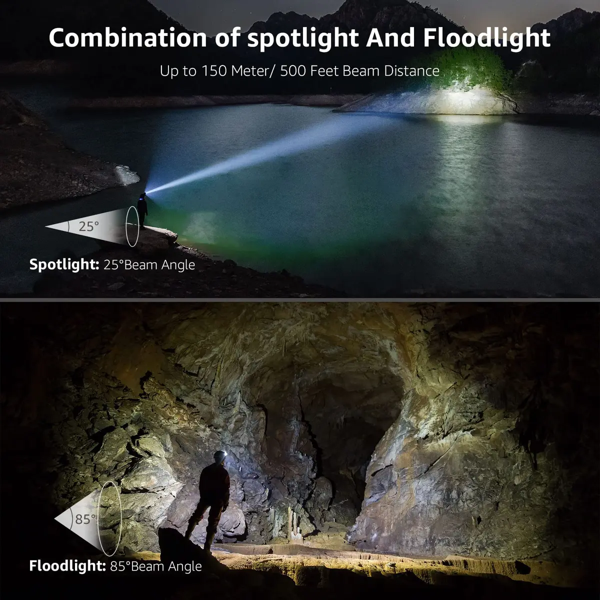 Lepro Rechargeable LED Headlamp 2 Pack | 2000 Lux Brightness, 150m Beam, USB-C Charging - view 2