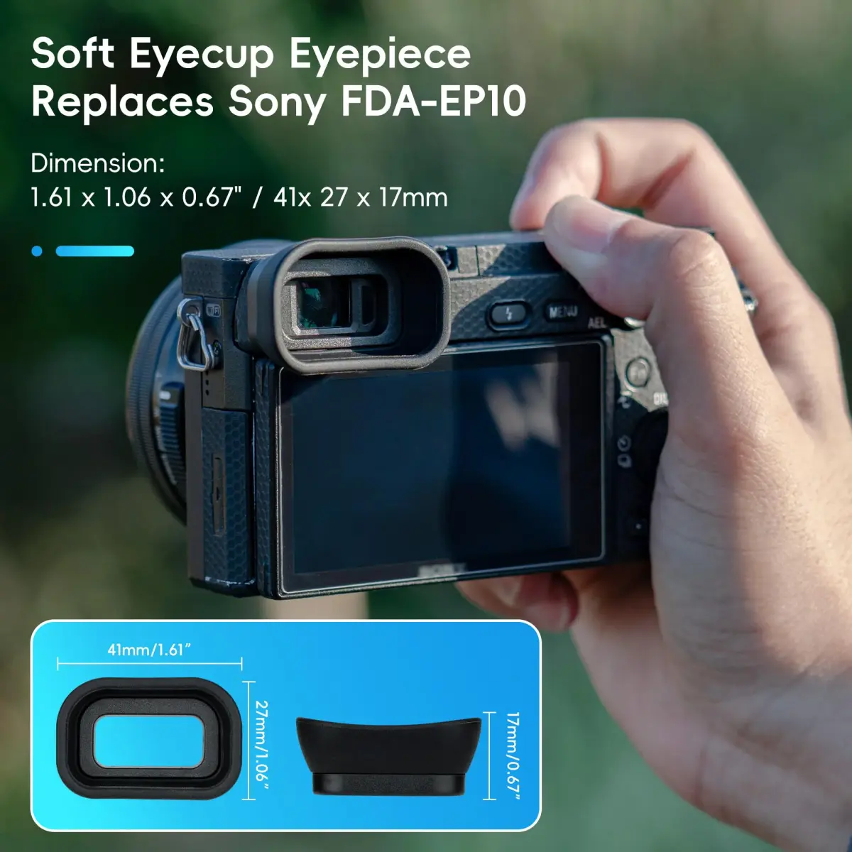 Kiorafoto Extended Eyecup Viewfinder for Sony A6000 A6100 A6300 | Blocks Light & Protects Viewfinder - view 2
