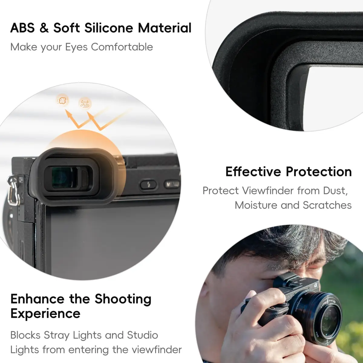 Kiorafoto Extended Eyecup Viewfinder for Sony A6000 A6100 A6300 | Blocks Light & Protects Viewfinder - view 3