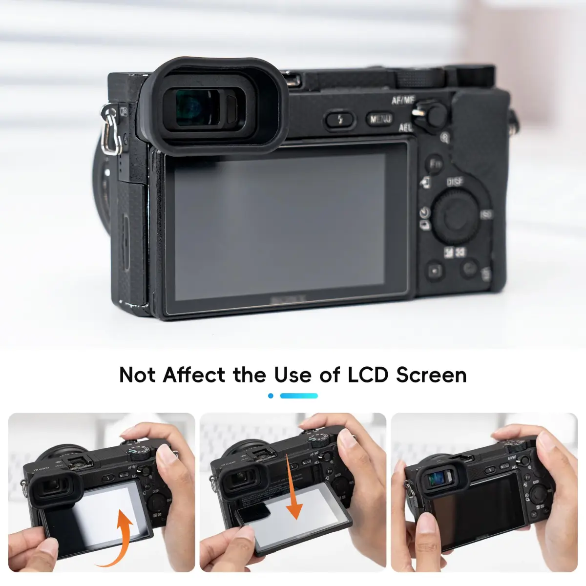 Kiorafoto Extended Eyecup Viewfinder for Sony A6000 A6100 A6300 | Blocks Light & Protects Viewfinder - view 4