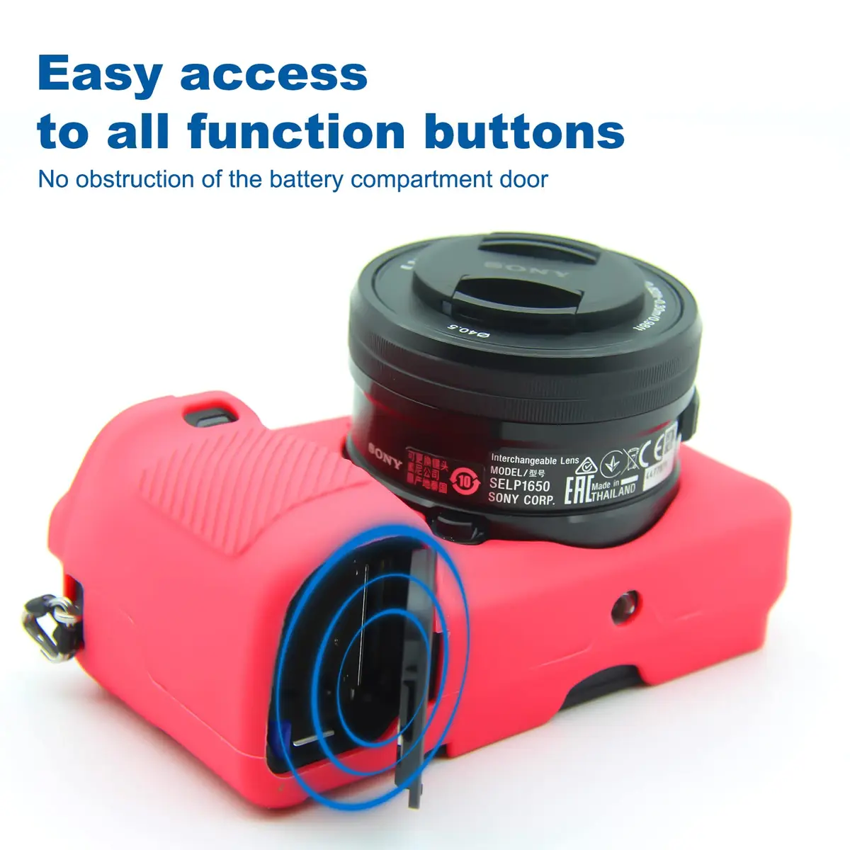 Easy Hood Silicone Camera Case for Sony Alpha A6100 A6300 A6400 (Rose) | Lightweight Protective Cover - view 4