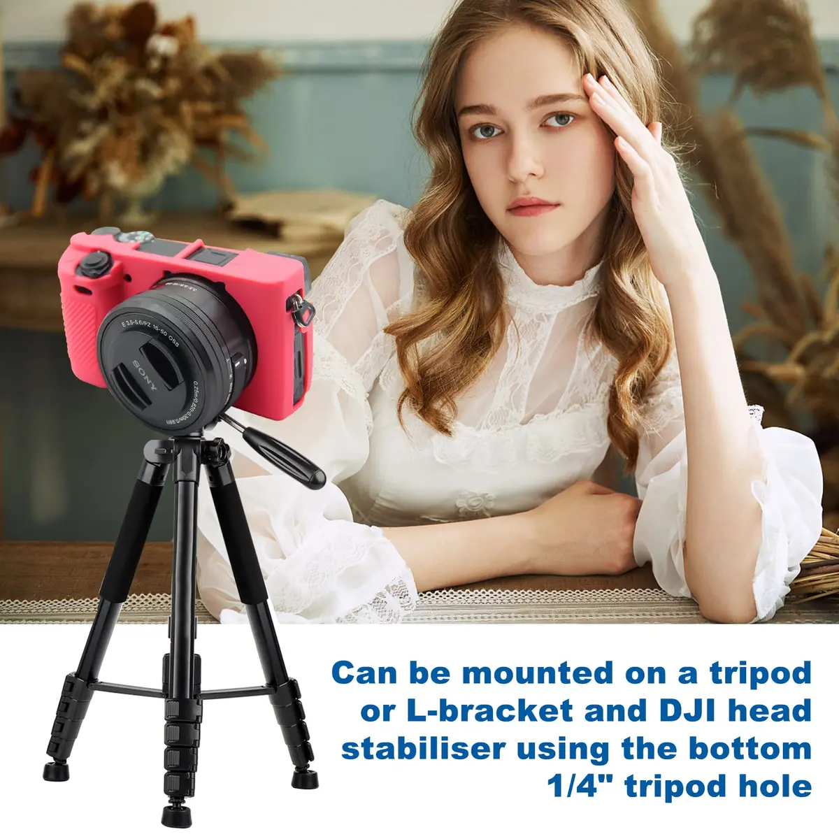 Easy Hood Silicone Camera Case for Sony Alpha A6100 A6300 A6400 (Rose) | Lightweight Protective Cover - view 6