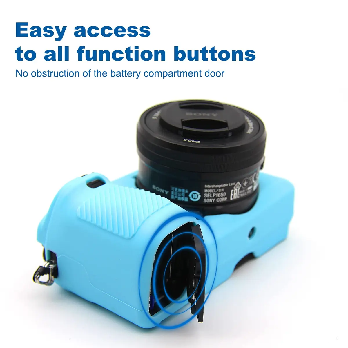 Easy Hood Blue Silicone Camera Case for Sony Alpha A6100 A6300 A6400 Cameras | Protective Skin - view 4