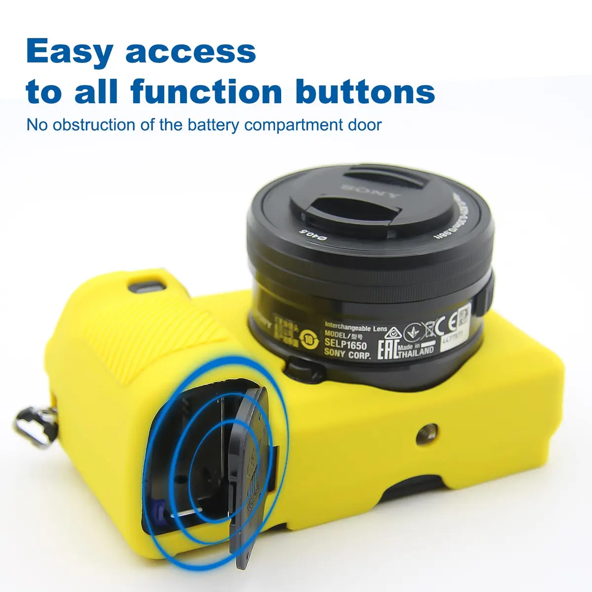 Easy Hood Yellow Silicone Camera Case for Sony Alpha A6100 A6300 A6400 Cameras | Lightweight & Durable Protection - view 4