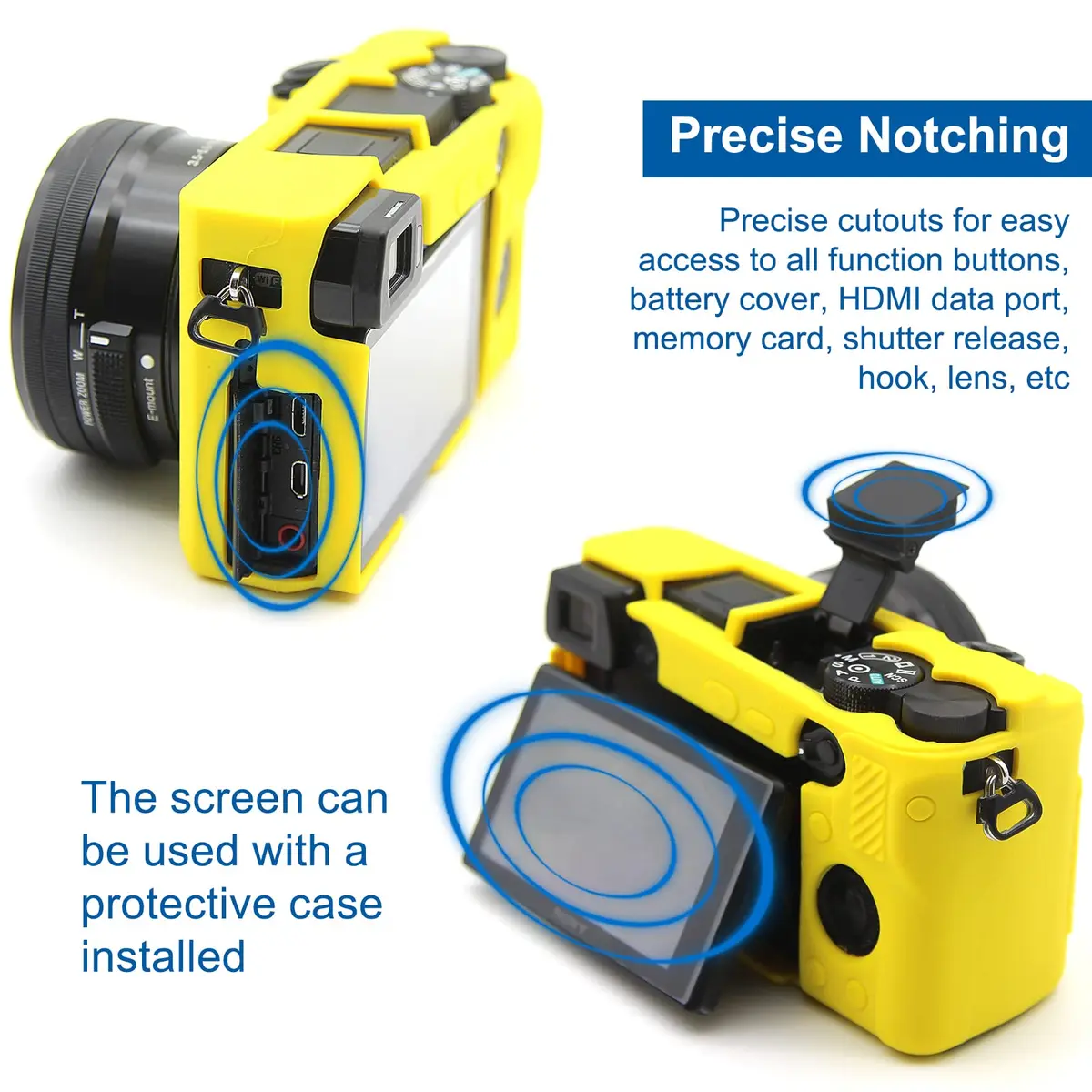 Easy Hood Yellow Silicone Camera Case for Sony Alpha A6100 A6300 A6400 Cameras | Lightweight & Durable Protection - view 5