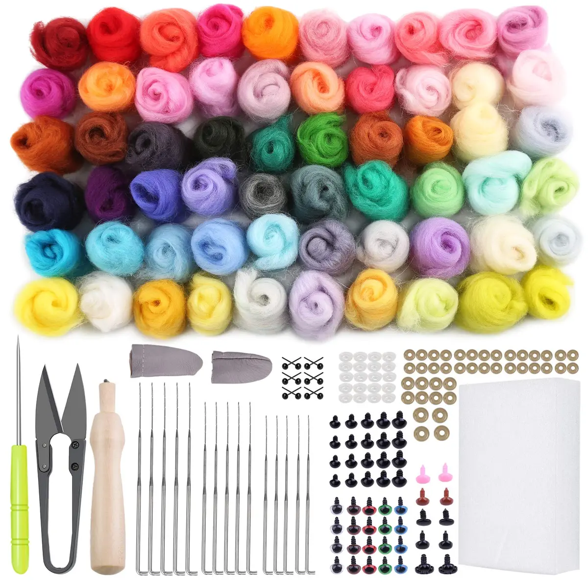 JUPEAN Needle Felting Kit 60 Colors Wool Felting Supplies for Beginners in India - main product image