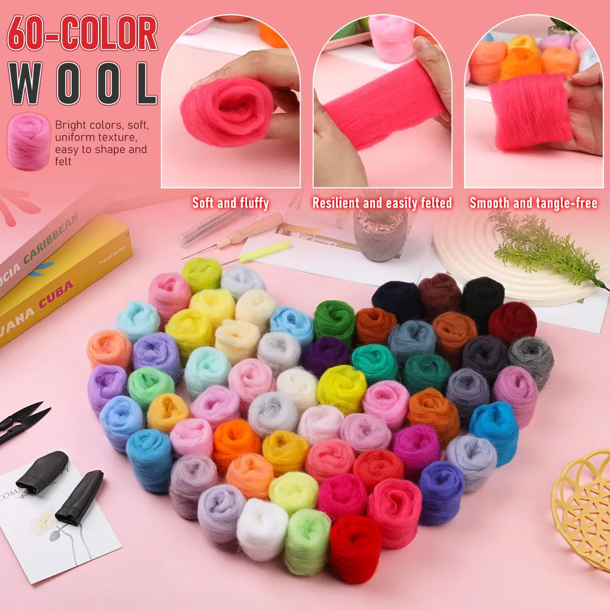 JUPEAN Needle Felting Kit 60 Colors Wool Felting Supplies for Beginners in India - view 3