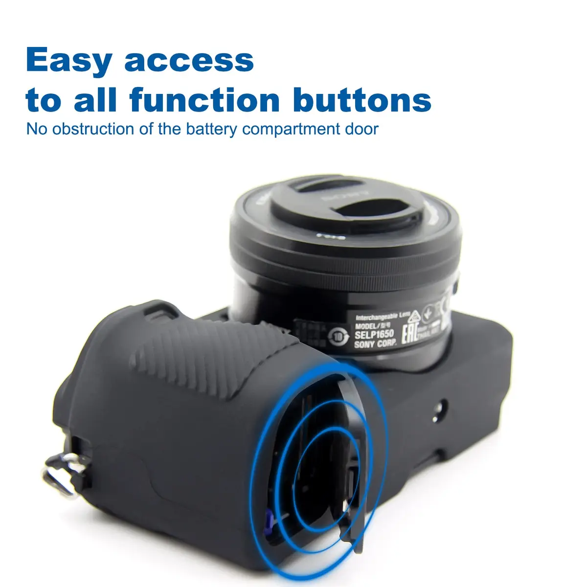 Easy Hood Black Silicone Camera Case for Sony Alpha A6100 A6300 A6400 Cameras | Protective Skin - view 4