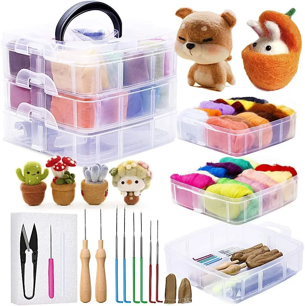 JUPEAN Needle Felting Kits for Beginners Adults | 37 Pcs Wool Roving & Tools for Art & Craft - view 2