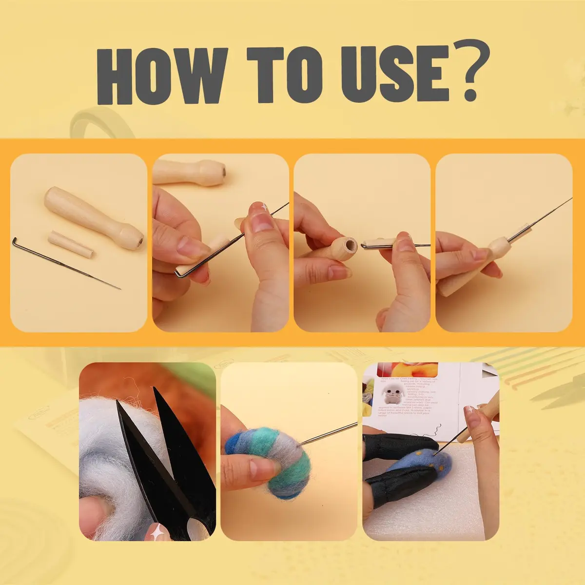 JUPEAN Needle Felting Kits for Beginners Adults | 37 Pcs Wool Roving & Tools for Art & Craft - view 6