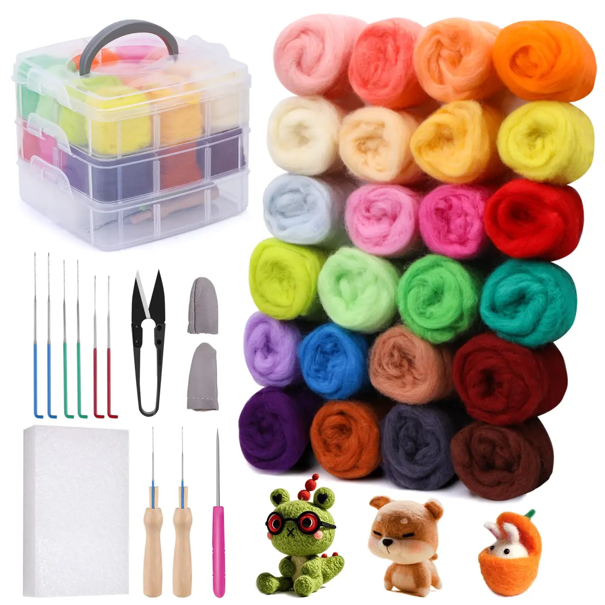 JUPEAN Needle Felting Kits for Beginners Adults | 37 Pcs Wool Roving & Tools for Art & Craft - view 9