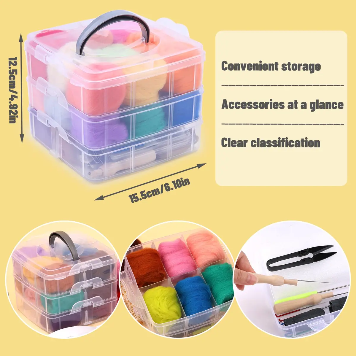 JUPEAN Needle Felting Kits for Beginners Adults | 37 Pcs Wool Roving & Tools for Art & Craft - view 5