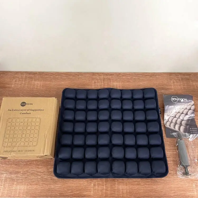 SUNFICON Inflatable Seat Cushion Blue 43cm x 41cm x 2.5cm (18'' x 16'' x 1'') | Pressure Relief for Chairs and Wheelchairs - view 2