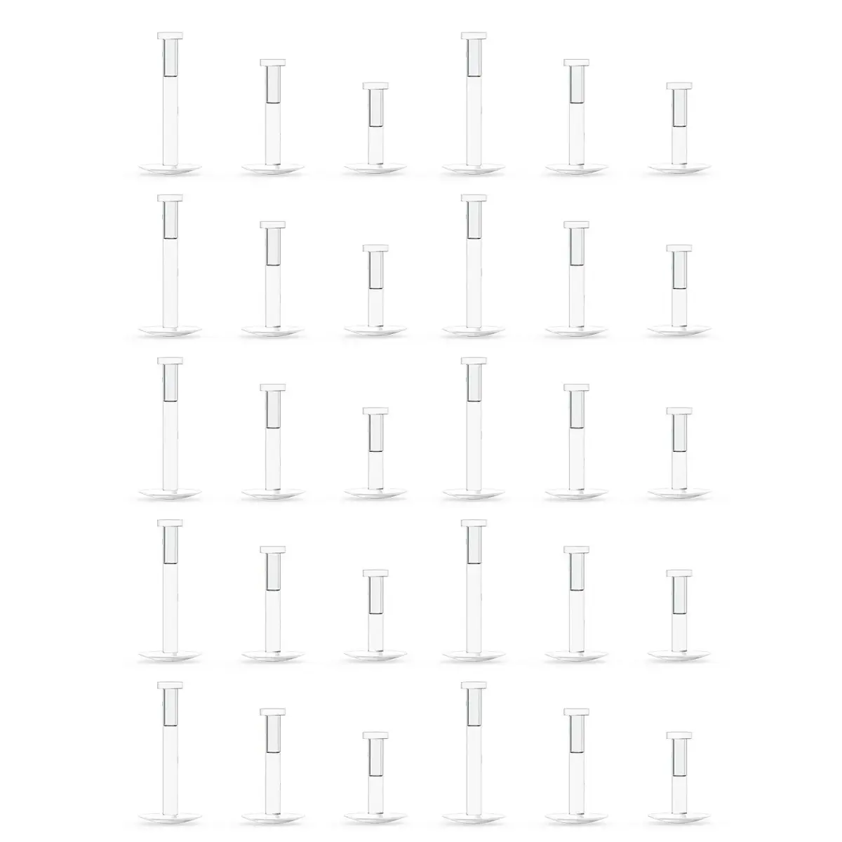 Lcolyoli Clear Push Top Piercing Retainers 16G (1.2mm) | 30-Piece Value Pack with Mixed Lengths - main product image
