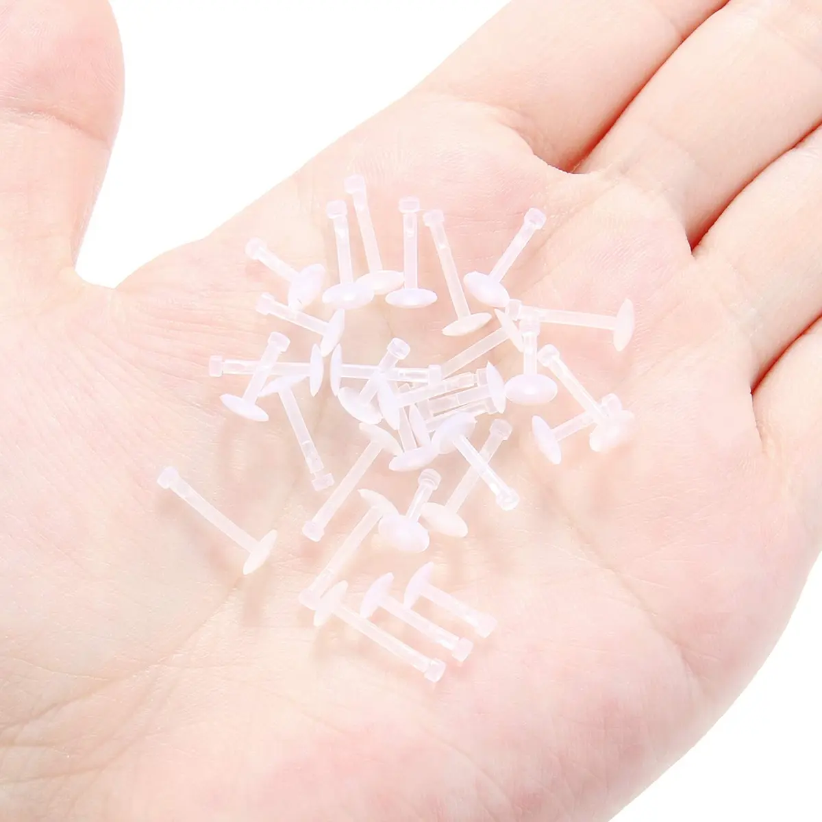Lcolyoli Clear Push Top Piercing Retainers 16G (1.2mm) | 30-Piece Value Pack with Mixed Lengths - view 3