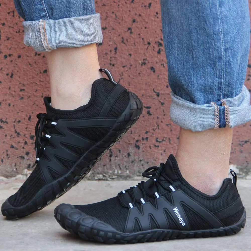 Weweya Men Barefoot Zero Drop Minimalist Five Fingers Shoes Size 11 Black | Lightweight, Flexible & Breathable - view 2