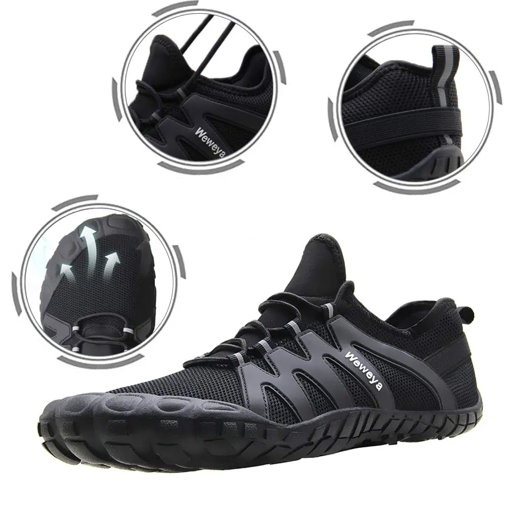 Weweya Men Barefoot Zero Drop Minimalist Five Fingers Shoes Size 11 Black | Lightweight, Flexible & Breathable - view 3