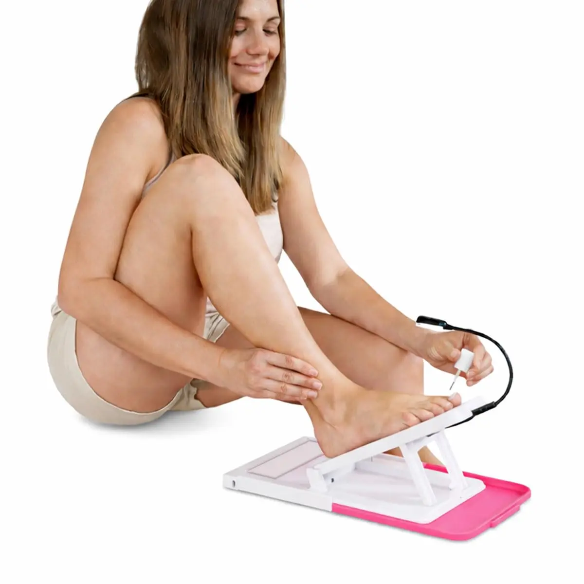Stedi Pedi Standard At-Home Pedicure Kit & Foot Rest with Task Light | 21 cm (8 in) Pink Acrylic - main product image