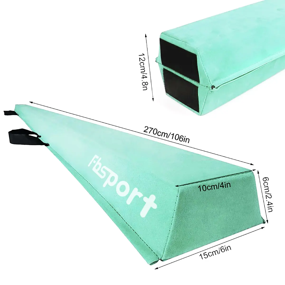 FBSPORT 9ft Balance Beam | Foldable Gymnastics Equipment for Kids & Adults, Non Slip Rubber Base, Green - view 3