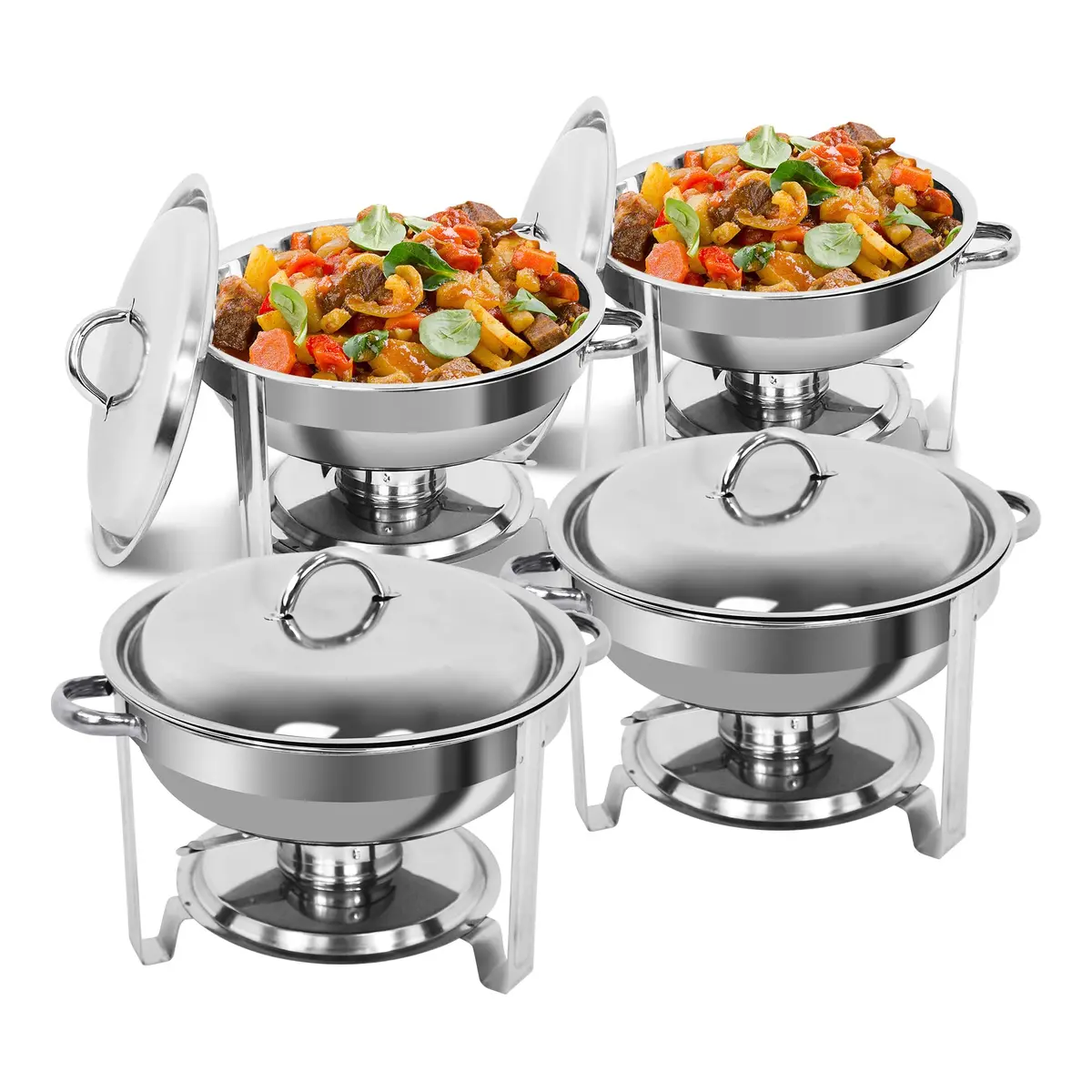 SUPER DEAL Full Size Round Chafing Dish 5 Quart | Stainless Steel Buffet Warmer for Catering & Events - main product image
