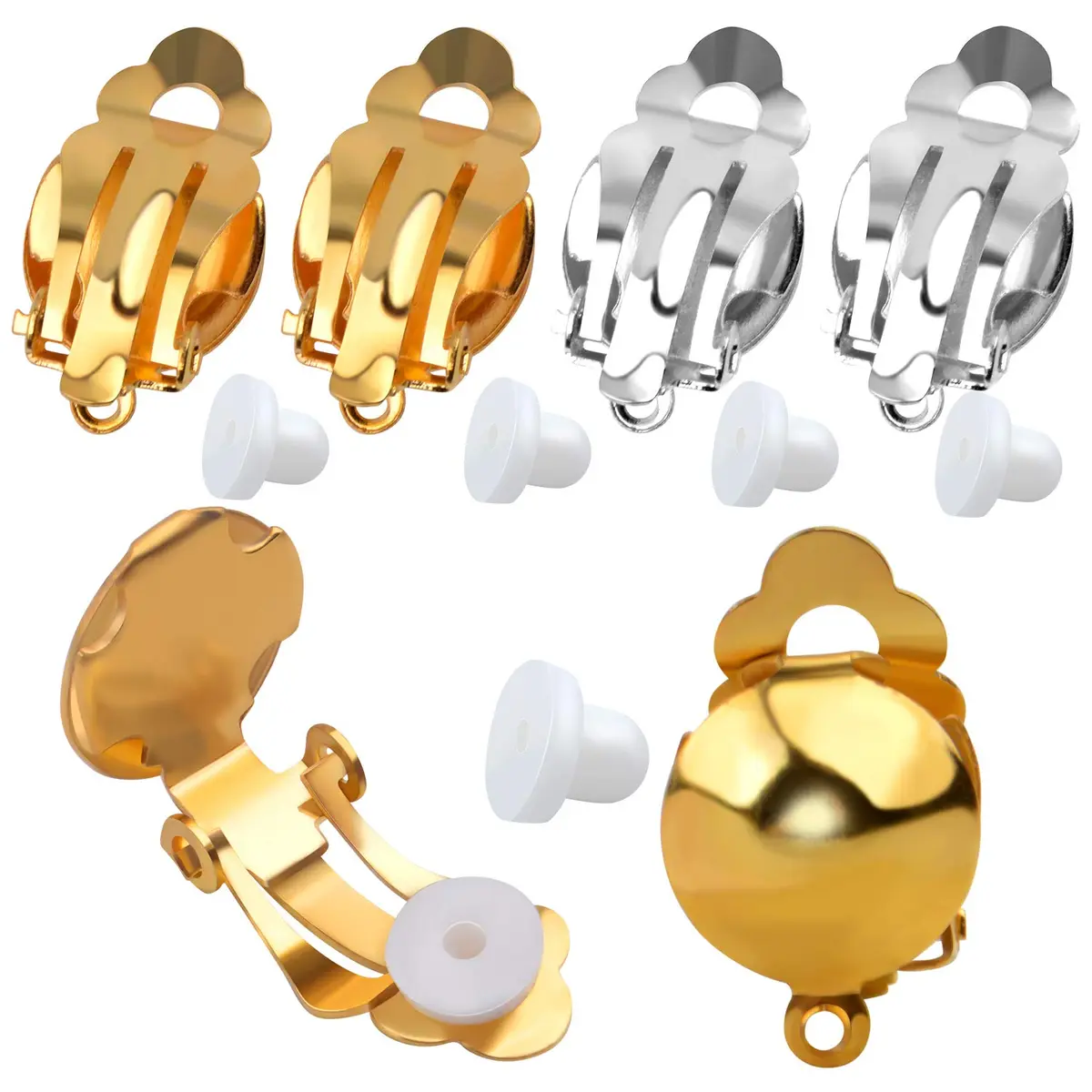 Aylifu Clip On Earring Converter Non-Pierced Earrings Components with Loop and Cushions | Durable Brass, Gold & Silver - main product image