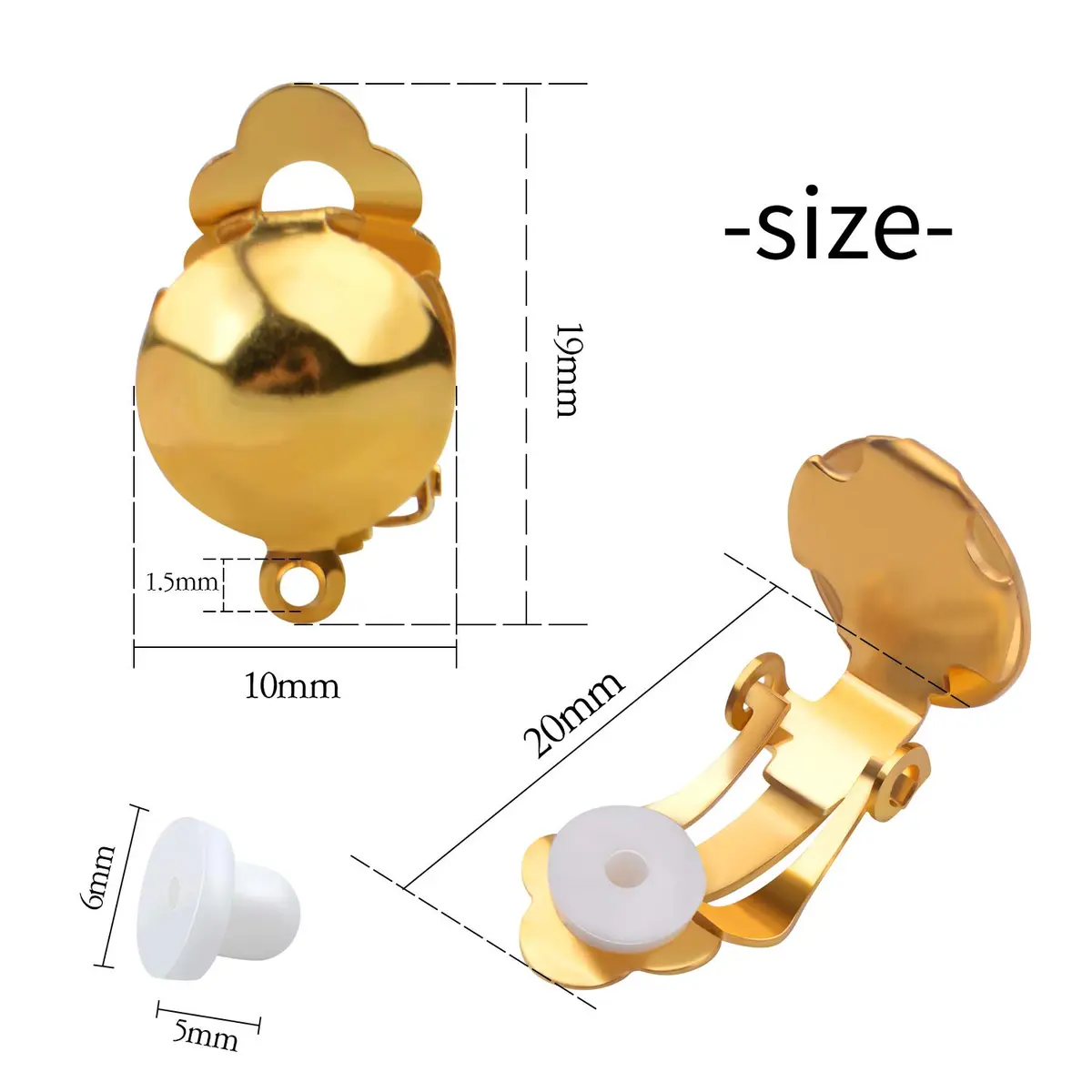 Aylifu Clip On Earring Converter Non-Pierced Earrings Components with Loop and Cushions | Durable Brass, Gold & Silver - view 2