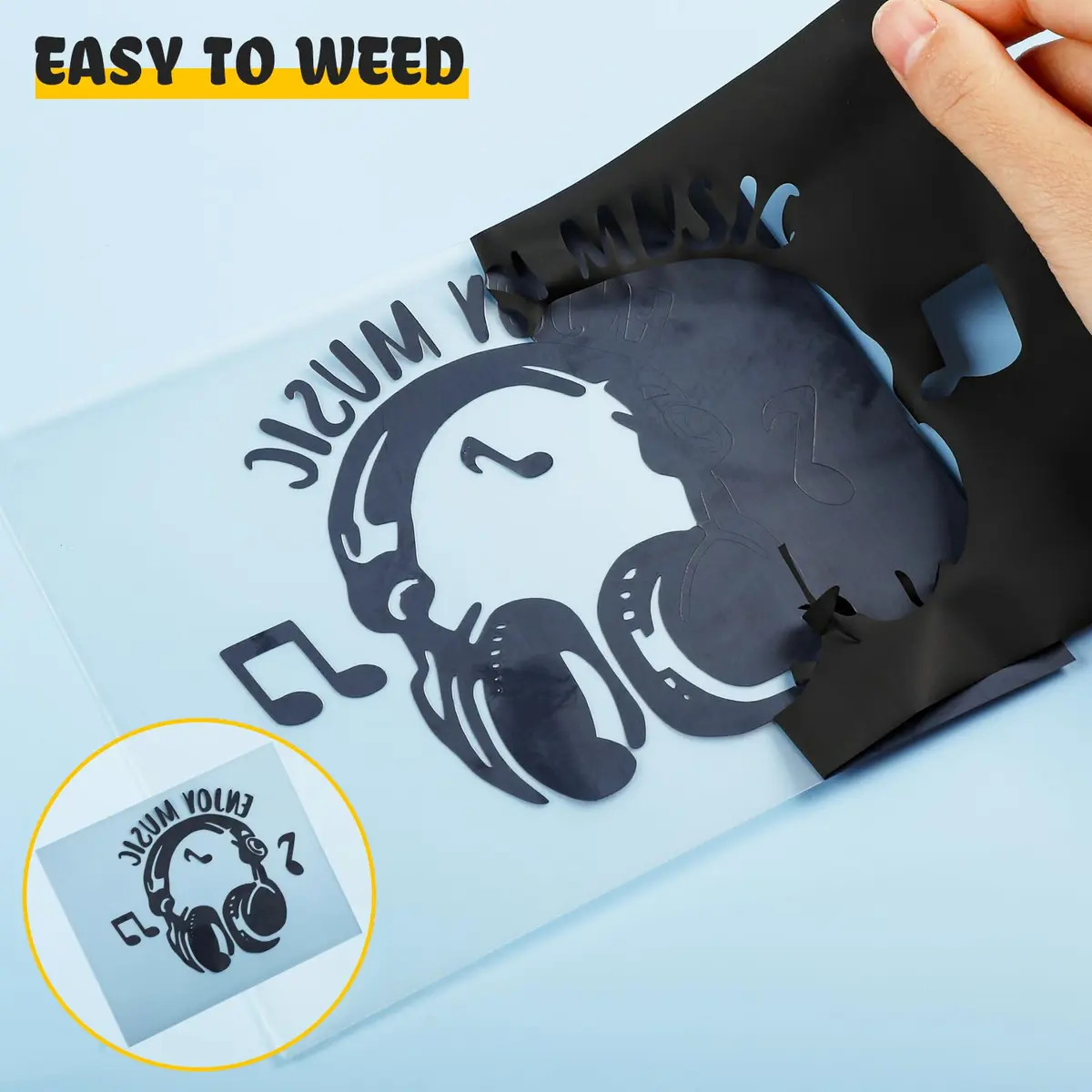 HTVRONT Heat Transfer Vinyl Black 12" x 20ft | Easy Cut & Weeding, Waterproof & Stretchable for Garment & Craft Decor - view 4
