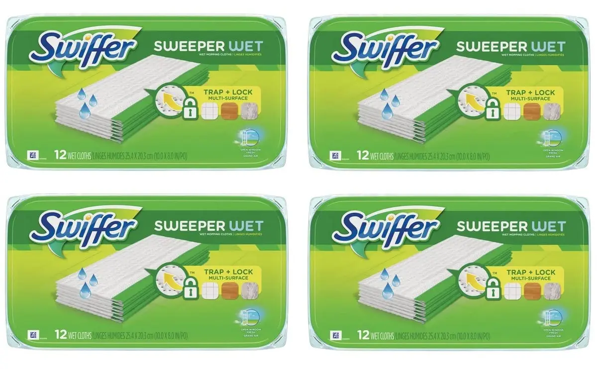 Swiffer Wet Mopping Pad Refills for Floor Mop Open Window Fresh Scent 12 Count - 4 Pack | 48 Count Total - main product image