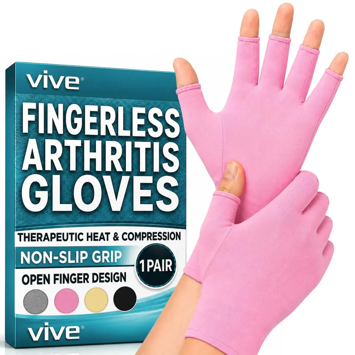 Vive Arthritis Gloves - X-Small, Pink | Compression Hand Gloves for Rheumatoid Pain Relief - main product image