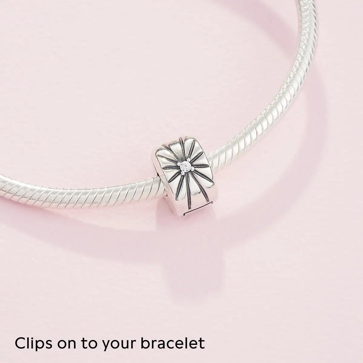 PANDORA Sparkling Sunburst Clip Charm | Sterling Silver with Cubic Zirconia, Jewelry for Women with Gift Box - view 5