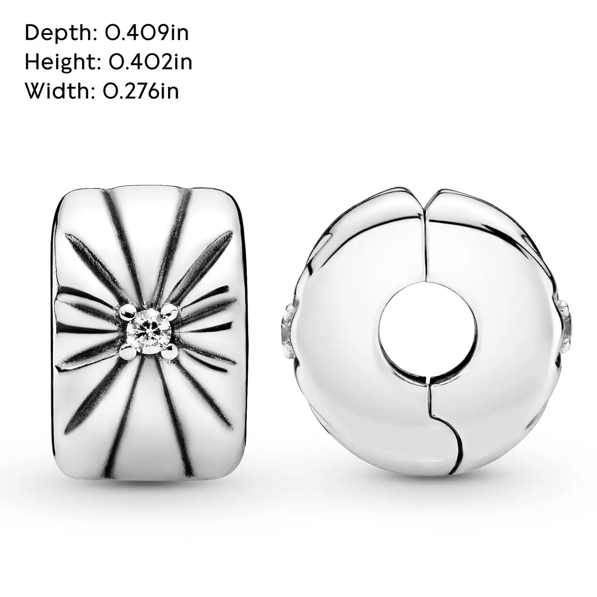 PANDORA Sparkling Sunburst Clip Charm | Sterling Silver with Cubic Zirconia, Jewelry for Women with Gift Box - view 6