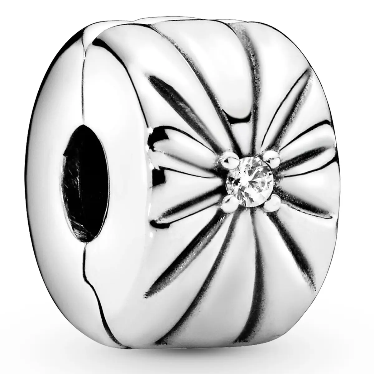 PANDORA Sparkling Sunburst Clip Charm | Sterling Silver with Cubic Zirconia, Jewelry for Women with Gift Box - view 2