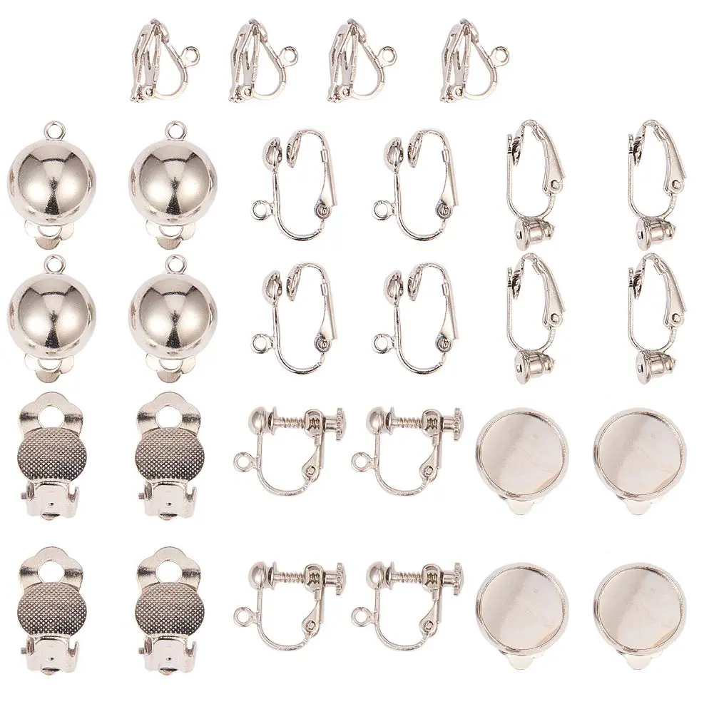 SUNNYCLUE 28pcs 7 Style Clip-on Earring Findings Set | Non-Pierced Earring Converter Components - main product image