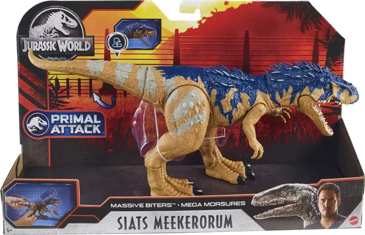Mattel Jurassic World Massive Biters Siats Meekerorum Dinosaur Action Figure | Movable Joints, Tail-Activated Strike & Chomping Motion - view 6