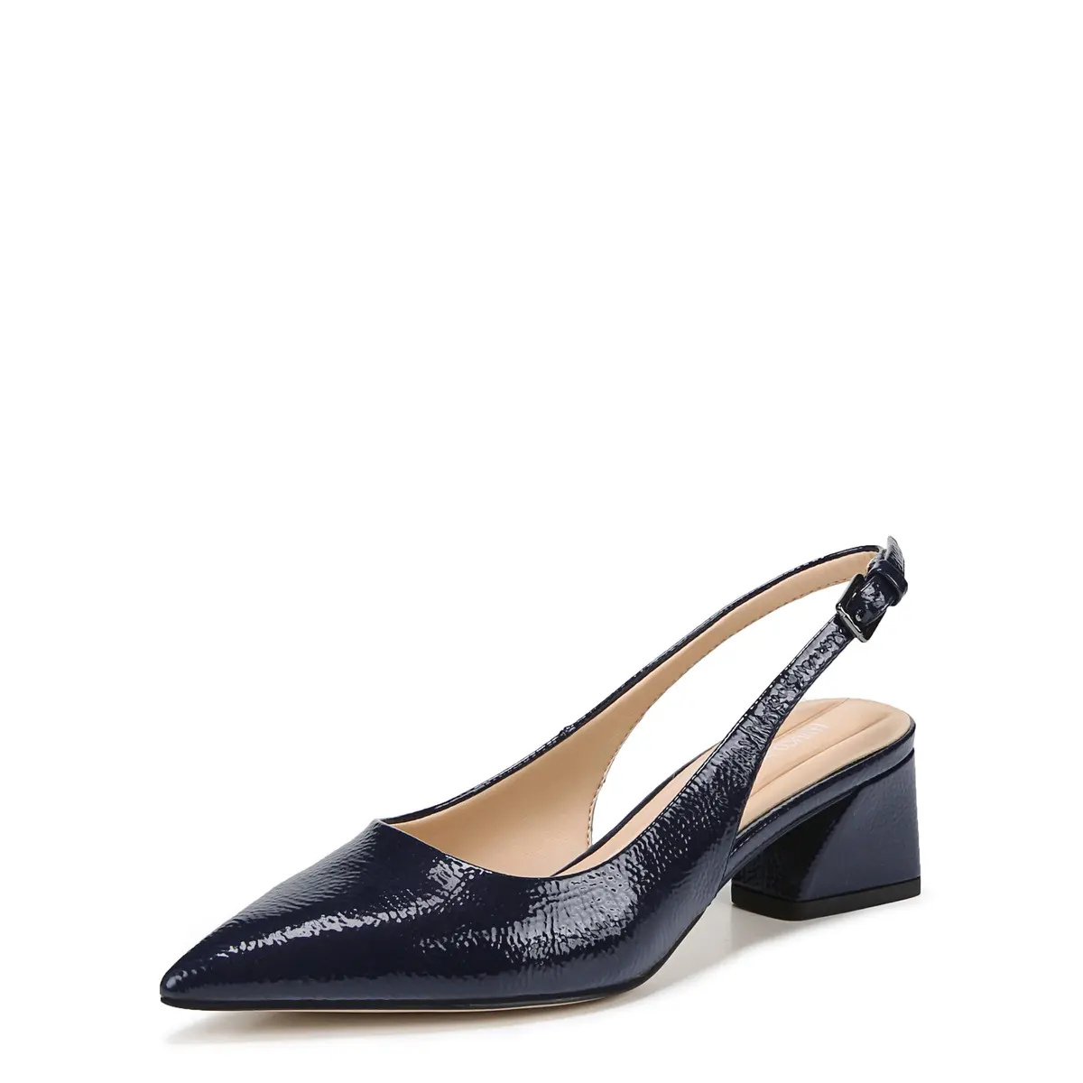 Franco Sarto Womens Racer Slingback Low Block Heel Pointed Toe Pump, Midnight, 7 | Eco-friendly, Feminine, Modern, Pointed-toe - main product image