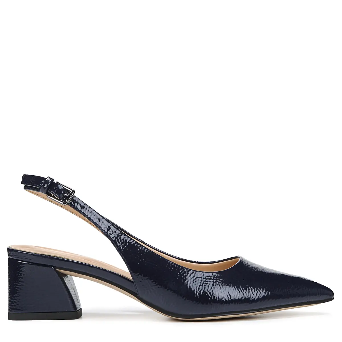 Franco Sarto Womens Racer Slingback Low Block Heel Pointed Toe Pump, Midnight, 7 | Eco-friendly, Feminine, Modern, Pointed-toe - view 8