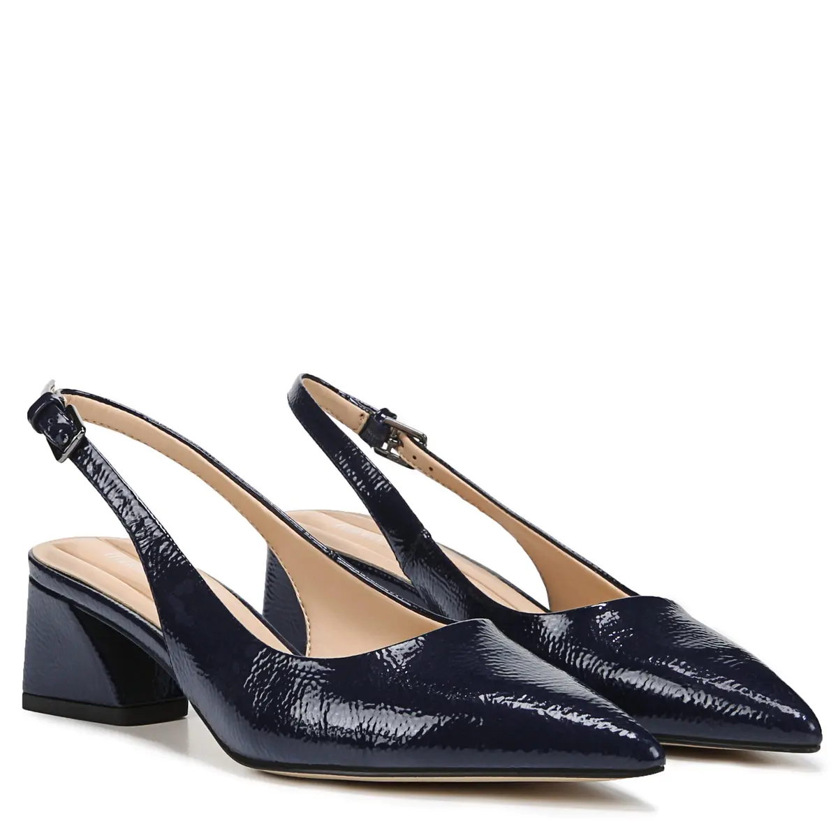 Franco Sarto Womens Racer Slingback Low Block Heel Pointed Toe Pump, Midnight, 7 | Eco-friendly, Feminine, Modern, Pointed-toe - view 9