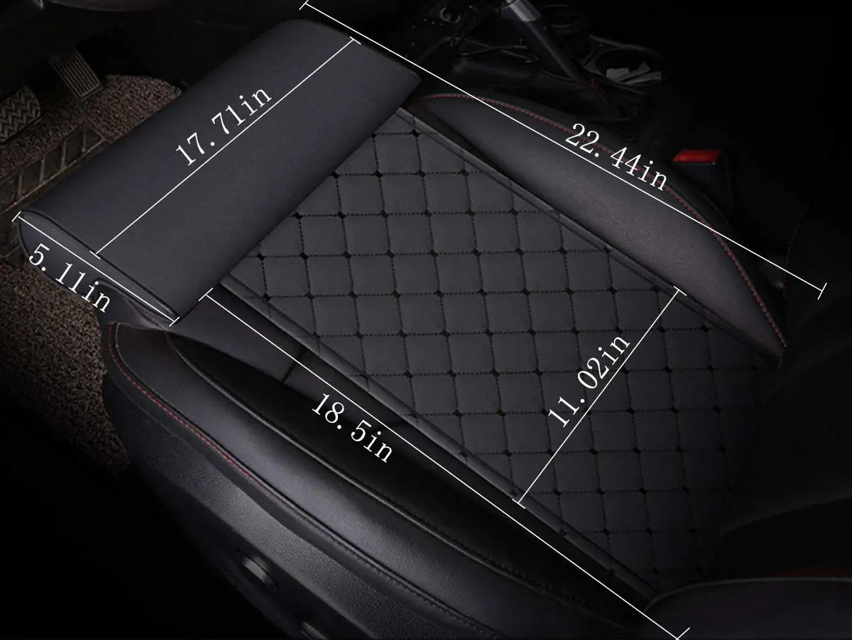YQJ Black Leather Leg Support Car Seat Extender Cushion | Universal Fit for Long Drives - view 2