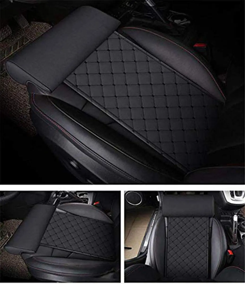 YQJ Black Leather Leg Support Car Seat Extender Cushion | Universal Fit for Long Drives - view 3