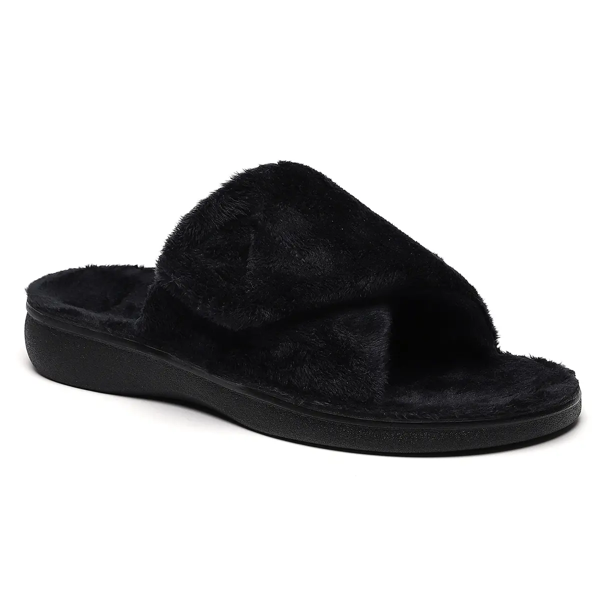 SOLLBEAM Women's Plantar Fasciitis Fuzzy House Orthopedic Slippers with Arch Support, Adjustable, Black, Size 6 | Supportive & Cozy for Indian Summers - view 7