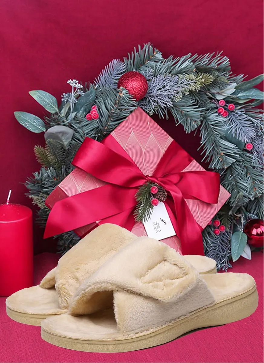 SOLLBEAM Women's Plantar Fasciitis Fuzzy House Orthopedic Slippers with Arch Support (Size 8) | Adjustable Micro-Terry Fuzzy Comfort - view 2