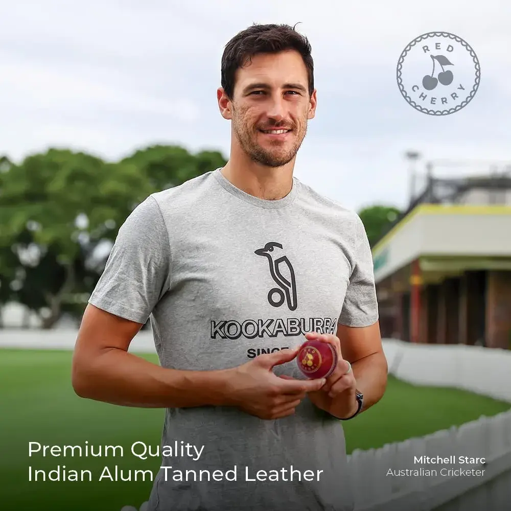 Red Cherry Hand Made Red Leather Cricket Ball, Youth Size, 156g (5.5 oz) | Premium Indian Leather for Beginners - view 5